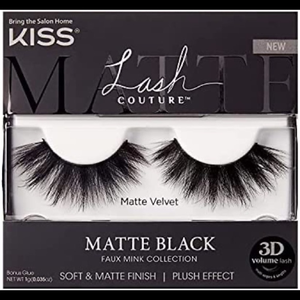 NWT KISS Lash Couture Matte Black Faux Mink